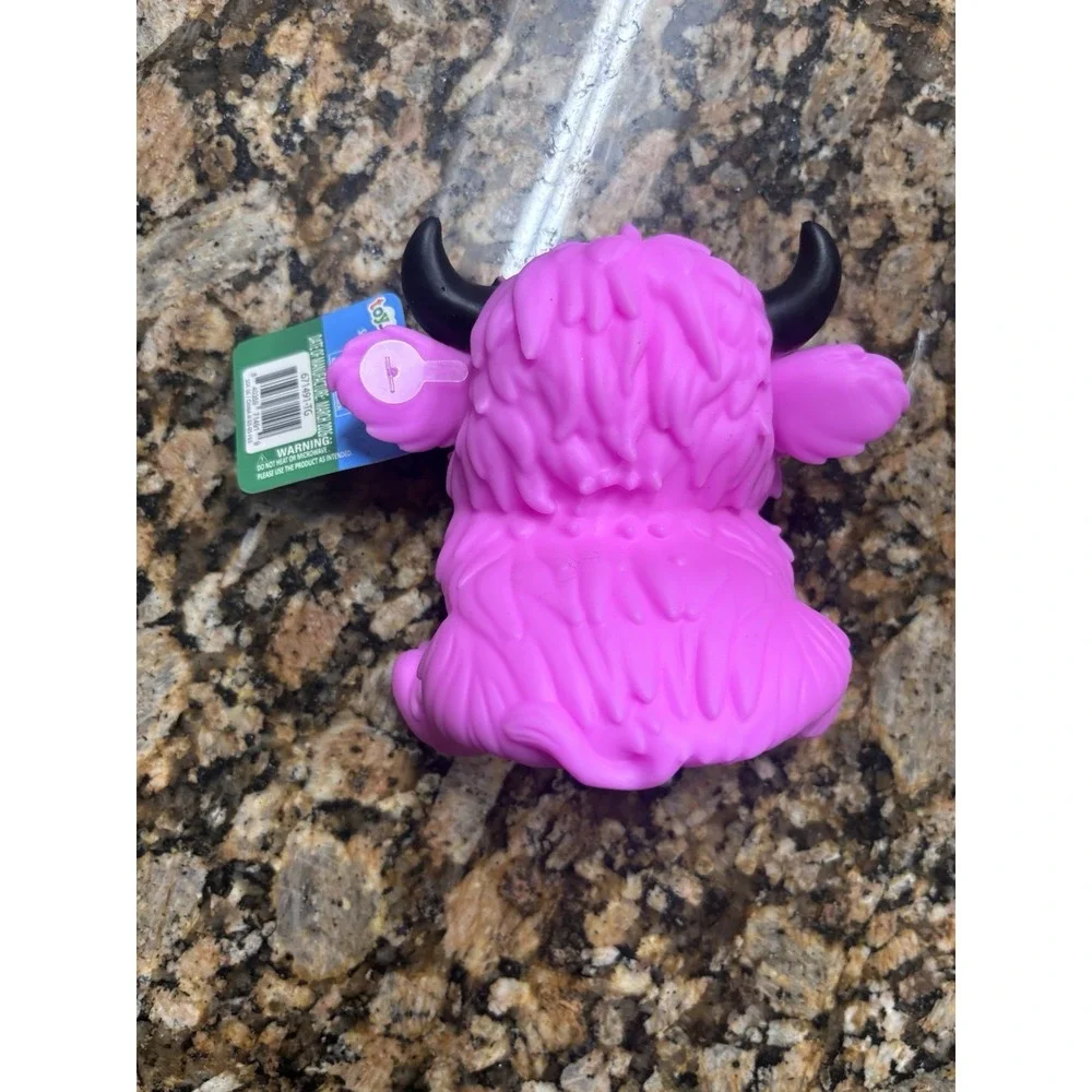 Sunny Days Squeeezy Highland Cow - Squishy Fidget Toy - Pink - NEW
